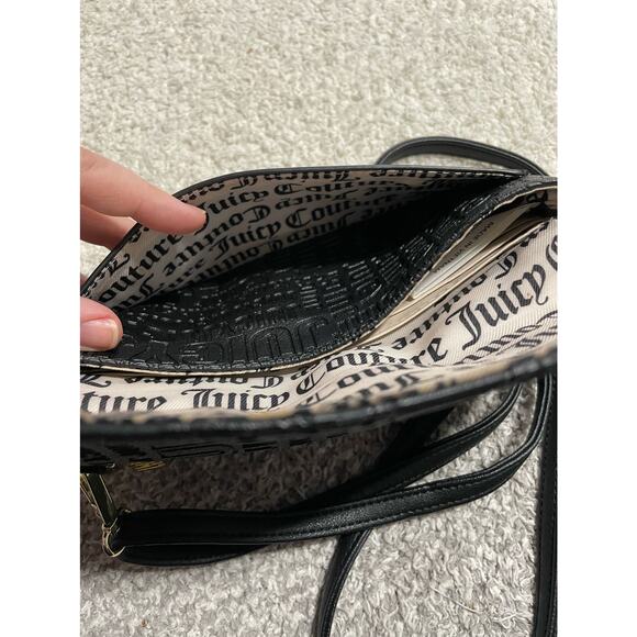 Y2k Juicy Couture Women's Small Crossbody Purse Wallet Bag Black - Picture 8 of 14